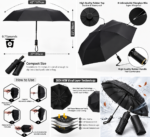 Parapluie Automatique Coupe-Vent avec Protection UV Black - مظلة أوتوماتيكية مقاومة للرياح وأشعة الشمس