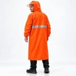 Imperméable Long Orange avec Capuche Transparente et Bandes Réfléchissantes - معطف مطر طويل بقبعة شفافة وعواكس ضوئية